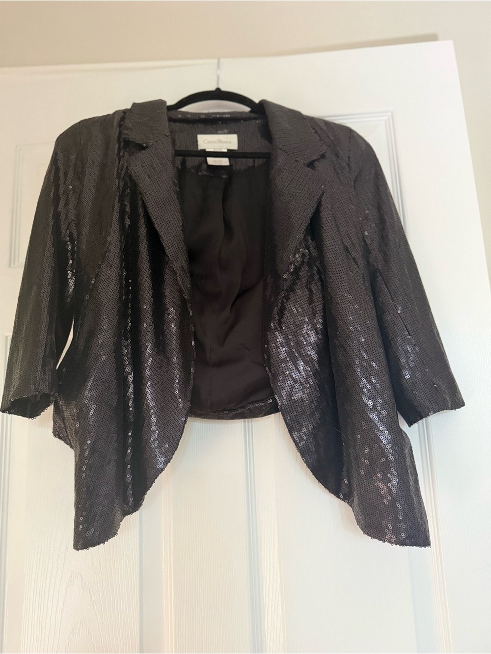Costa Blanca Black Sequin Cropped Blazer